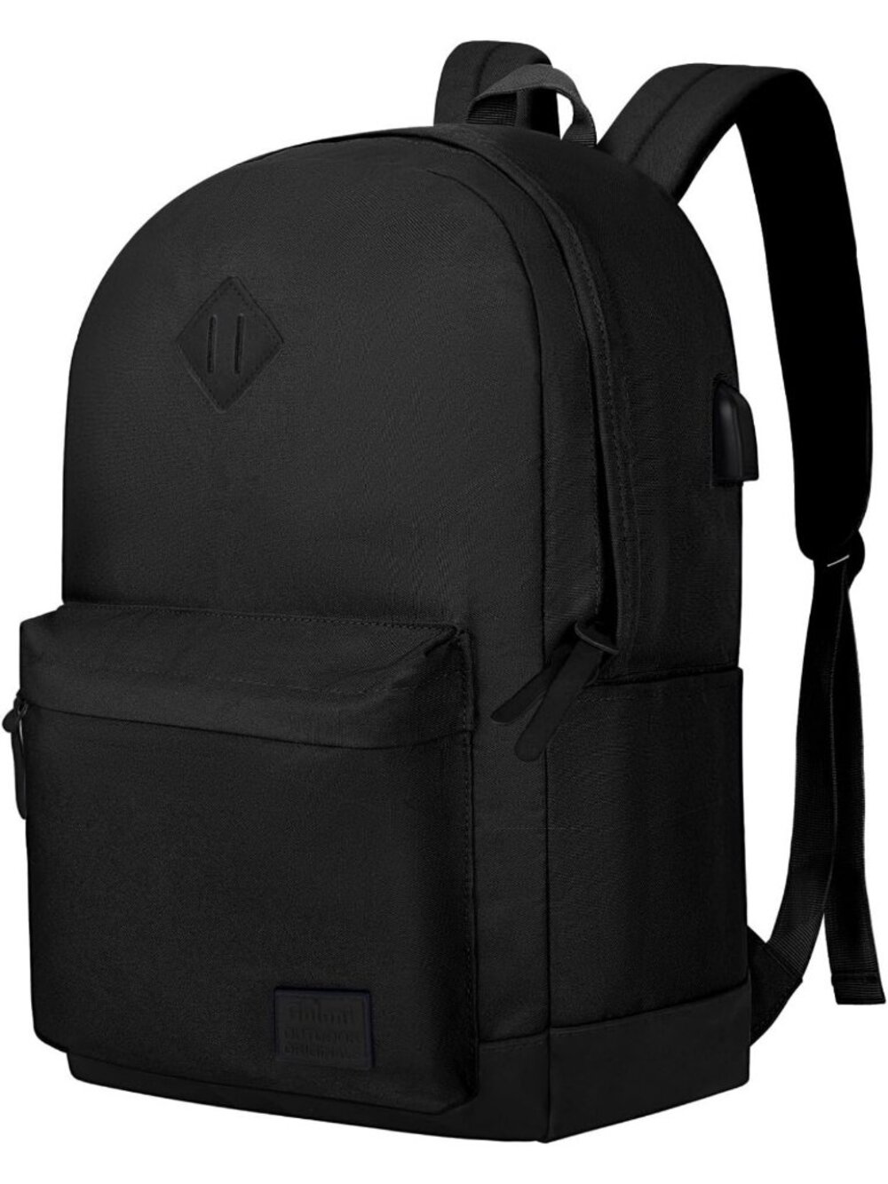 Water Resistant Travel Laptop Backpack, USB Charging, Large Capacity, All Black